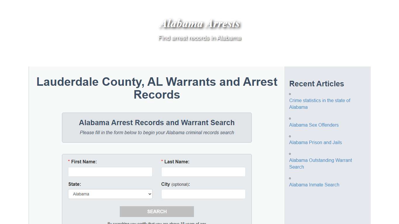 Lauderdale County, AL Warrants and Arrest Records - Alabama Arrests